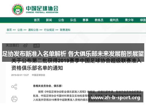 足协发布新准入名单解析 各大俱乐部未来发展前景展望 足协发布新准入名单解析 各大俱乐部未来发展前景展望